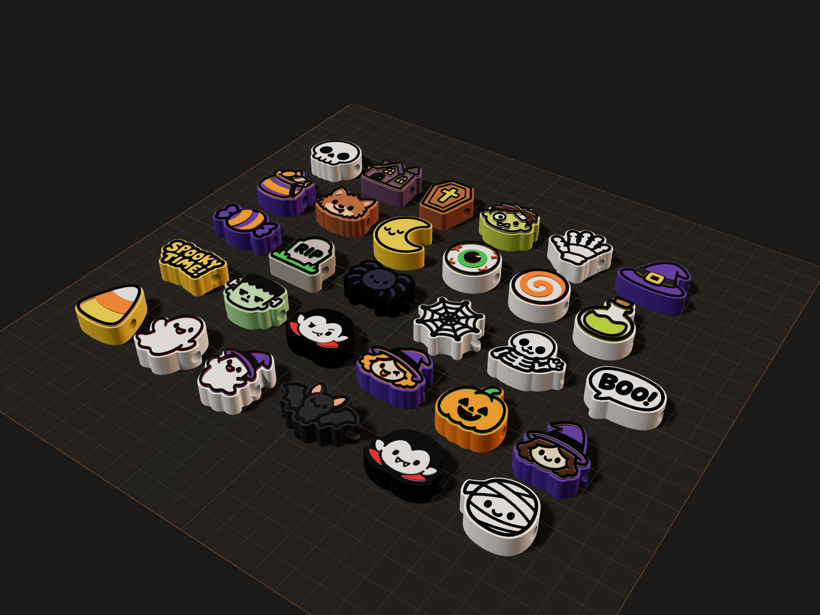 Kawaii Halloween Charm Beads, seen at an angle